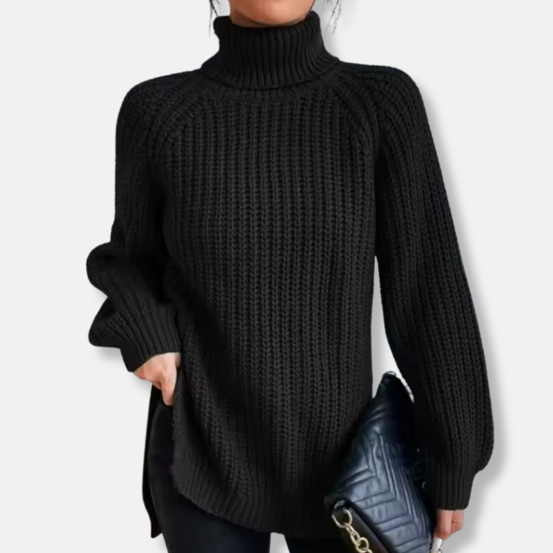 Womens Wool Knit Pullover Sweater Chunky Turtleneck Oversized Fit