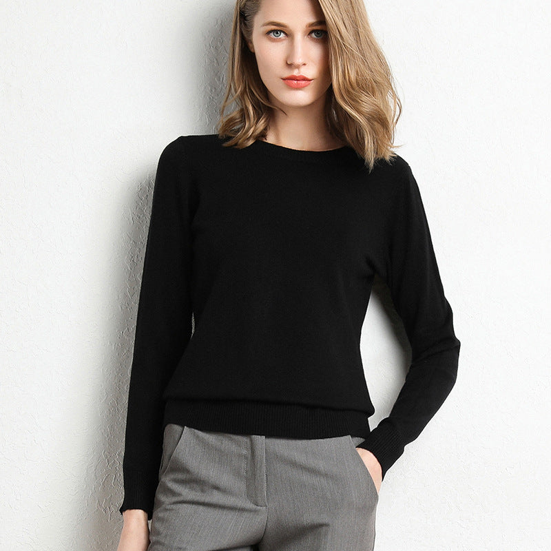 Womens Wool Sweater Crew Neck Cozy Fit
