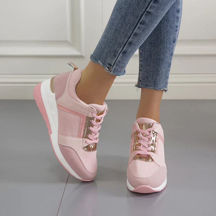 Womens Orthopedic Trainer Shoes Wedge Lace-Up