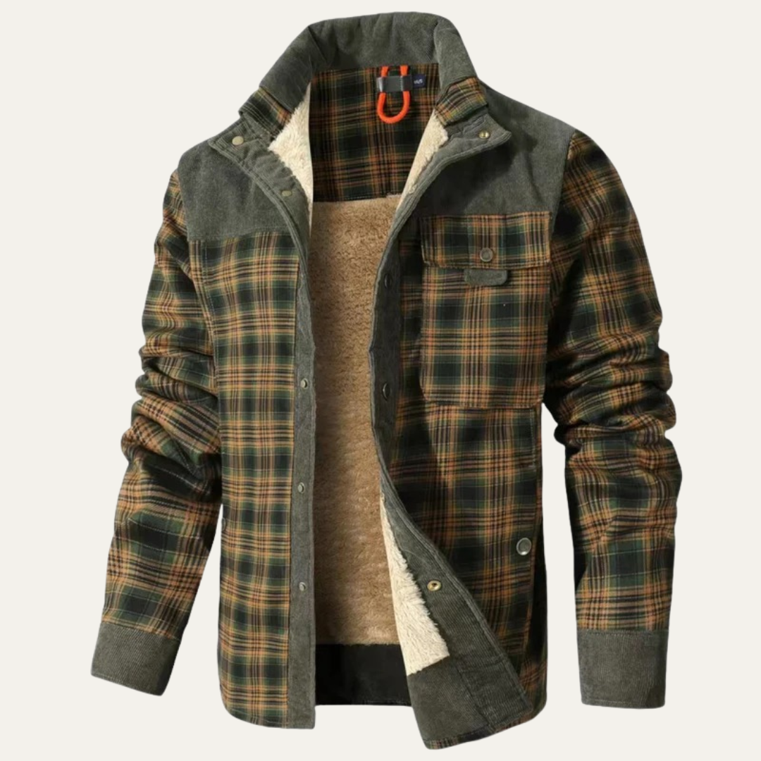 Mens Shirt Jacket Corduroy Yoke Fleece Lined Relaxed Fit - BritishMode