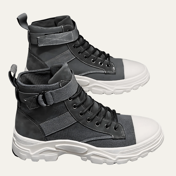 Mens High Top Utility Boots Strap Detail - BritishMode