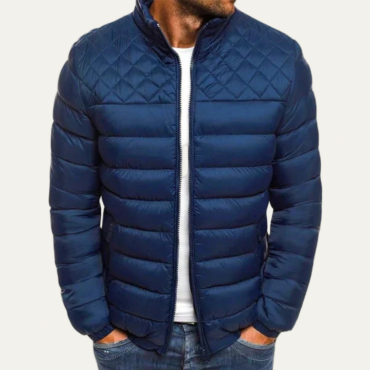 Mens Quilted Puffer Jacket Mixed Pattern Regular Fit