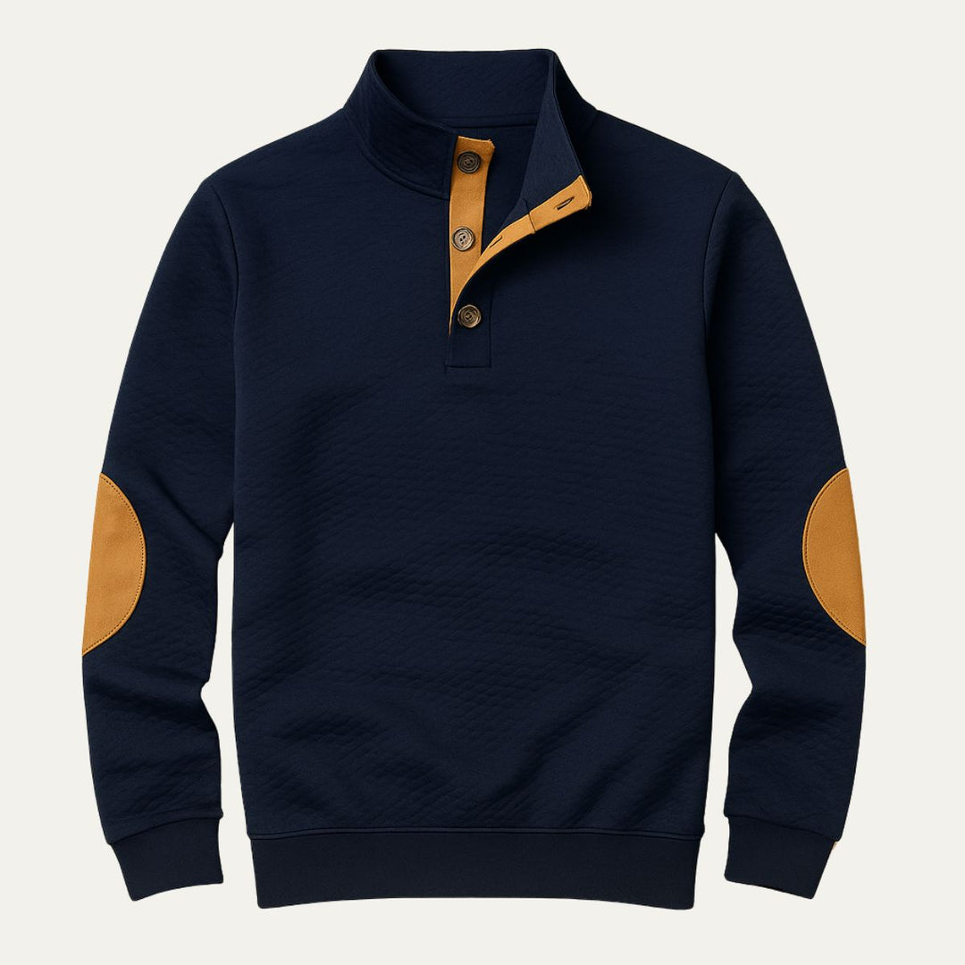 Mens Knit Sweater High Collar Contrast Detail