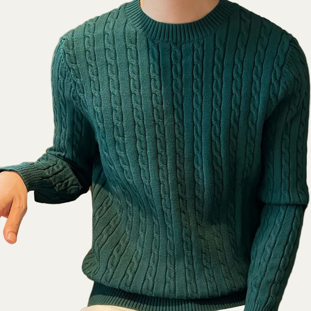 Mens Sweater Cable Knit Classic Fit