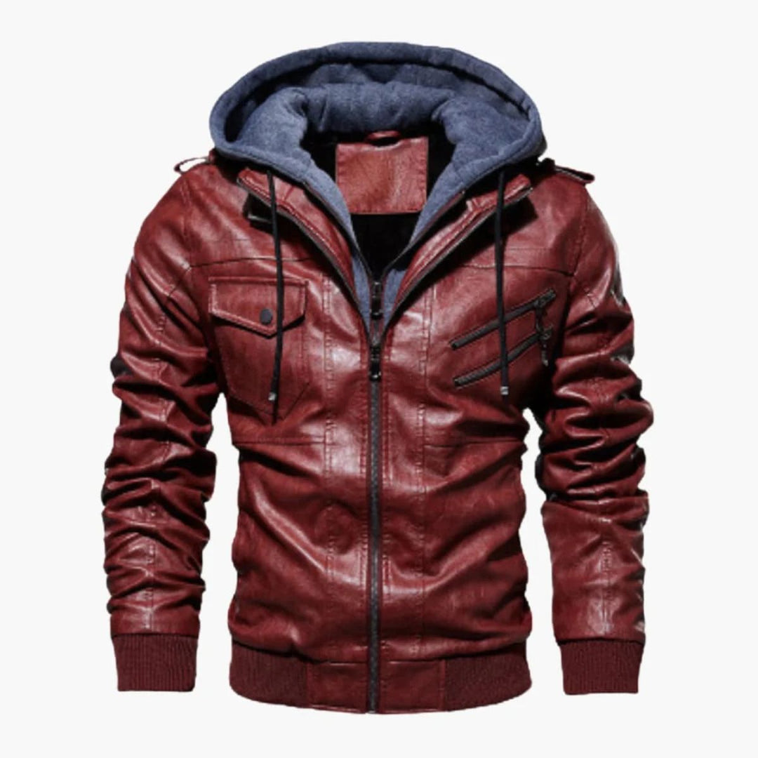 Mens Moto Bomber Jacket Faux Leather Hybrid