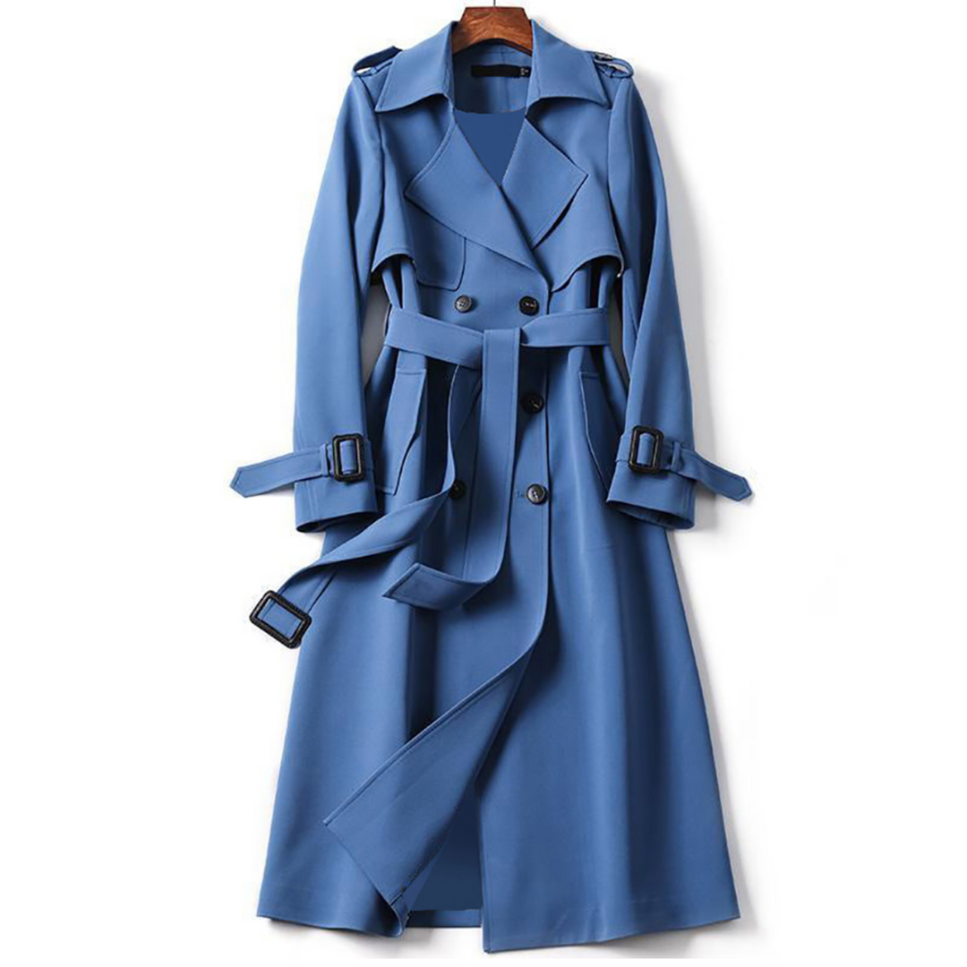 Womens Long Trench Coat with Belt Classic Fit