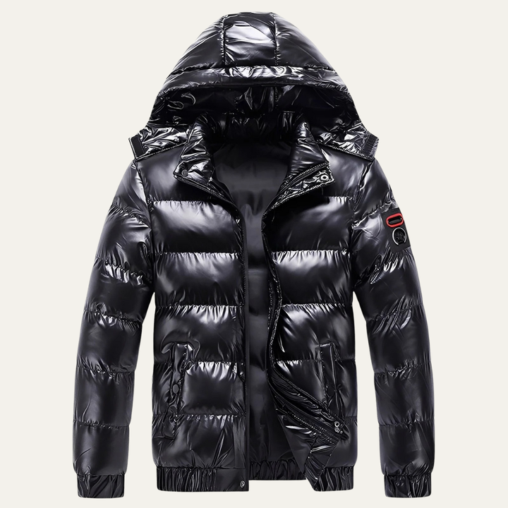 Mens Quilted Puffer Jacket Hooded Water-Resistant