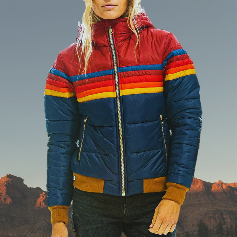 Womens Waterproof Raincoat with Striped Pattern