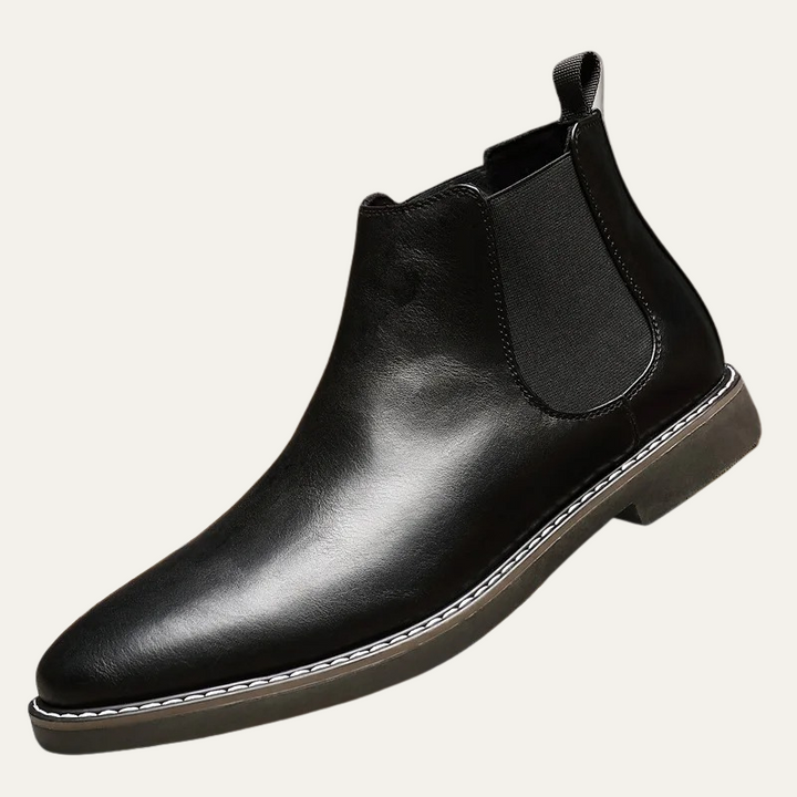 Mens Casual Leather Slip-On Chelsea Boots