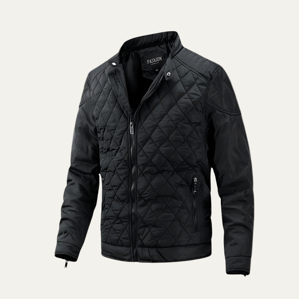 Mens Quilted Coat with Stand Collar Winter Outerwear - BritishMode