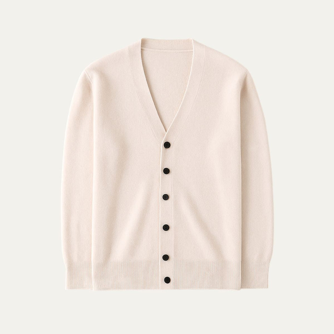 Mens Cashmere Knit Cardigan V-Neck Button Front