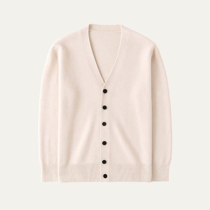 Mens Cashmere Knit Cardigan V-Neck Button Front