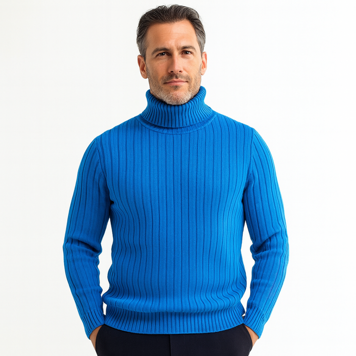 Mens Ribbed Turtleneck Sweater Oversized Fit - BritishMode