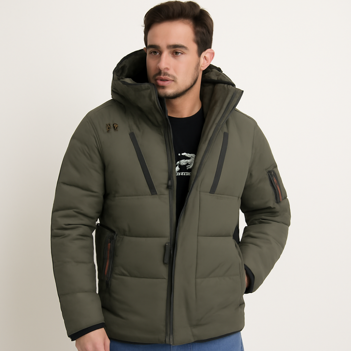 Mens Quilted Insulated Puffer Jacket with Hood