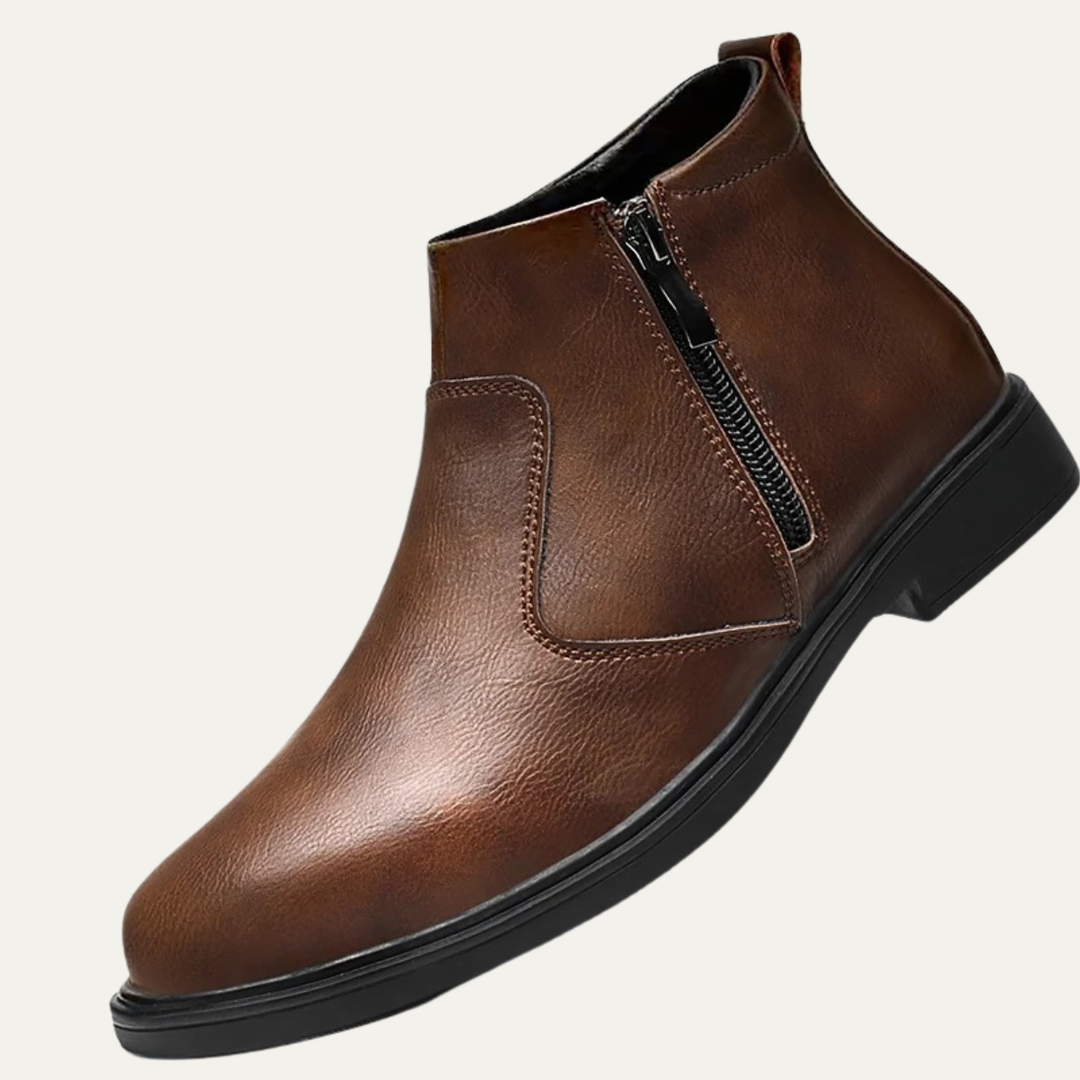Mens Leather Chelsea Boots with Side Zipper - BritishMode
