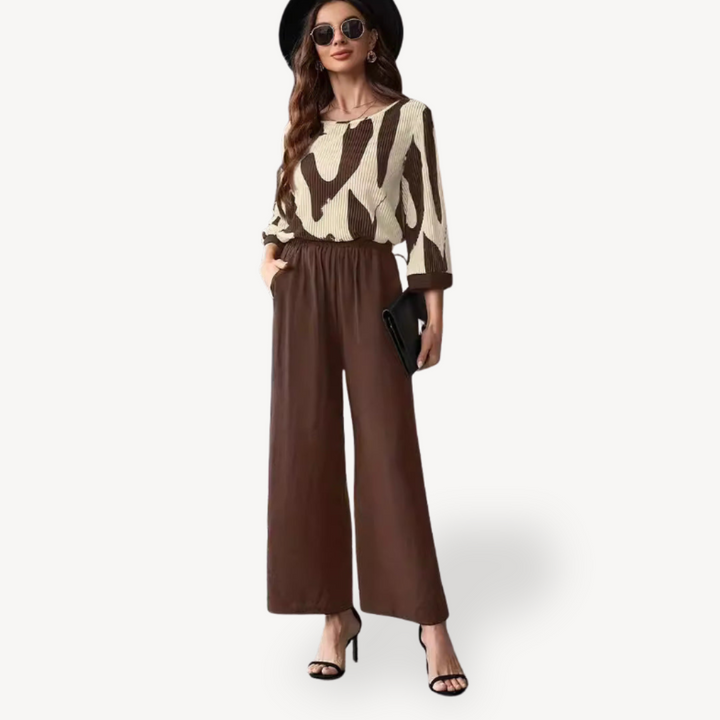 Womens Two-Piece Palazzo Set Lightweight Relaxed Fit - BritishMode