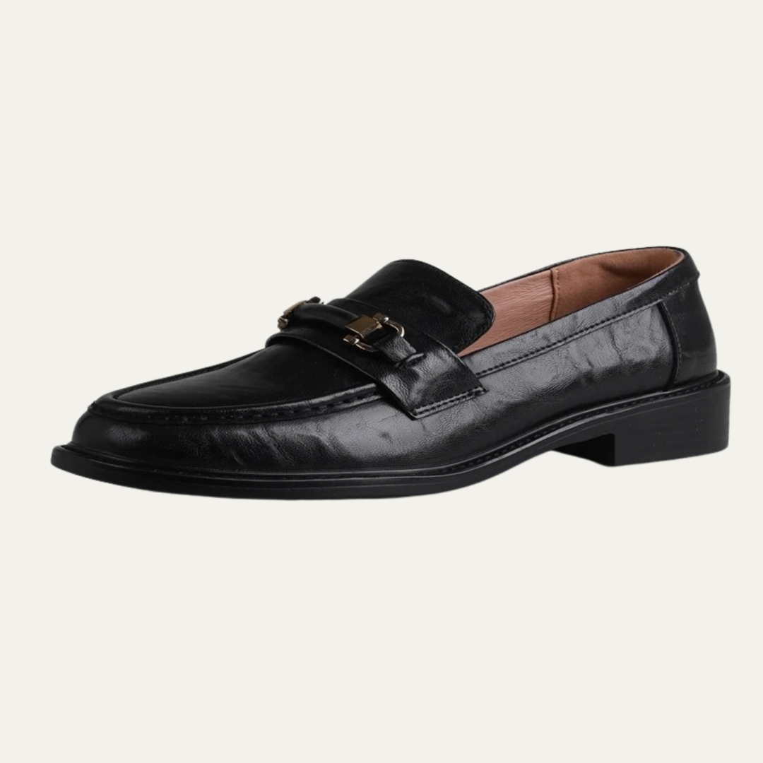 Mens Leather Loafers Slip-On Classic with Metal Buckle - BritishMode