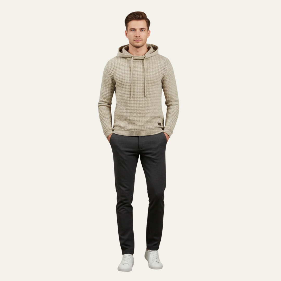 Mens Hooded Sweater Fine Knit Classic Fit - BritishMode