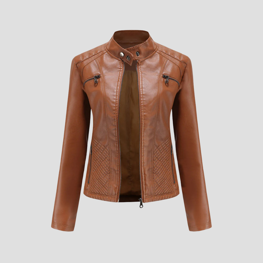 Womens Quilted Leather Biker Jacket Vintage Style - BritishMode