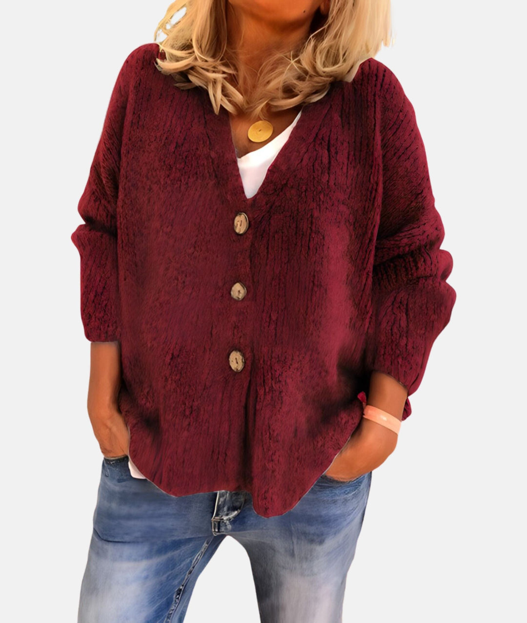 Womens V-Neck Cardigan Knit Everyday Wear - BritishMode