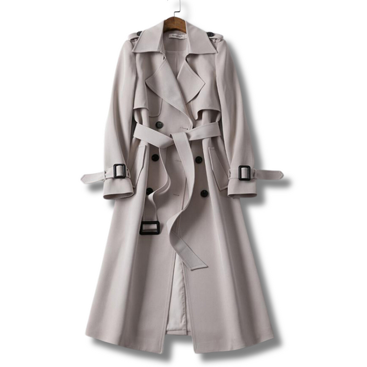 Womens Long Trench Coat with Belt Classic Fit