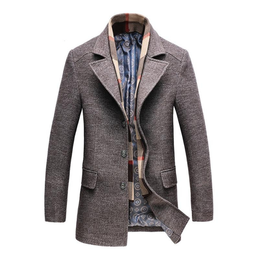 Mens Overcoat Wool Blend Classic Three-Button Fit