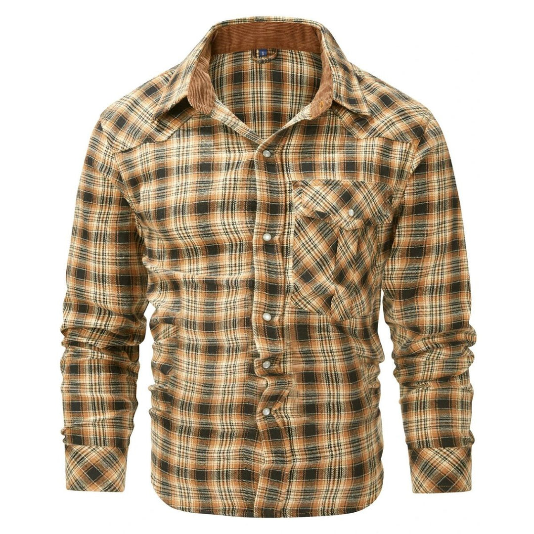 Mens Checked Shirt Cotton Long Sleeve Regular Fit