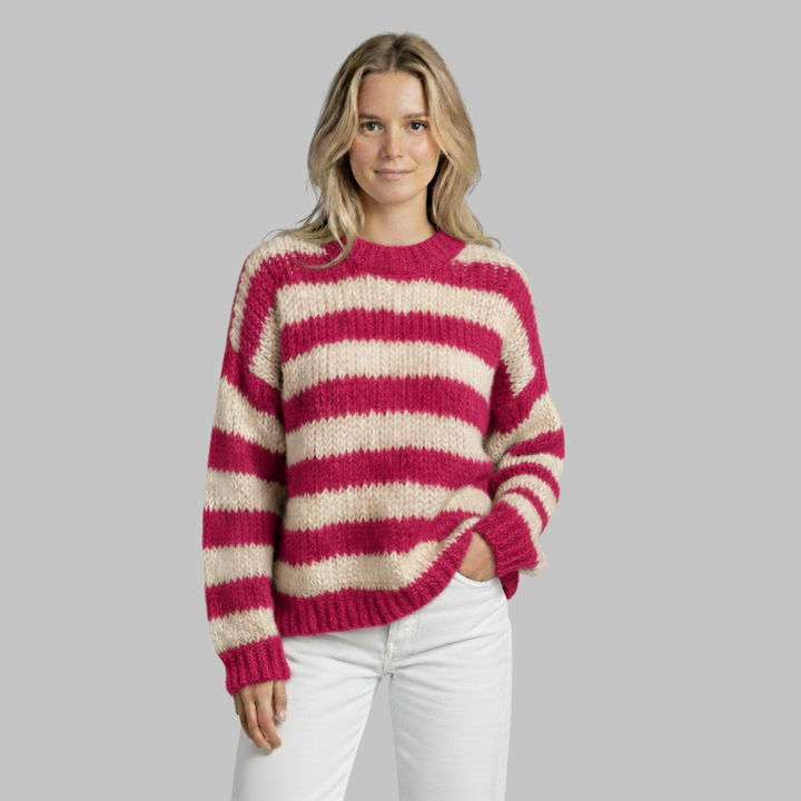 Womens Pullover Sweater Classic Stripe Knit
