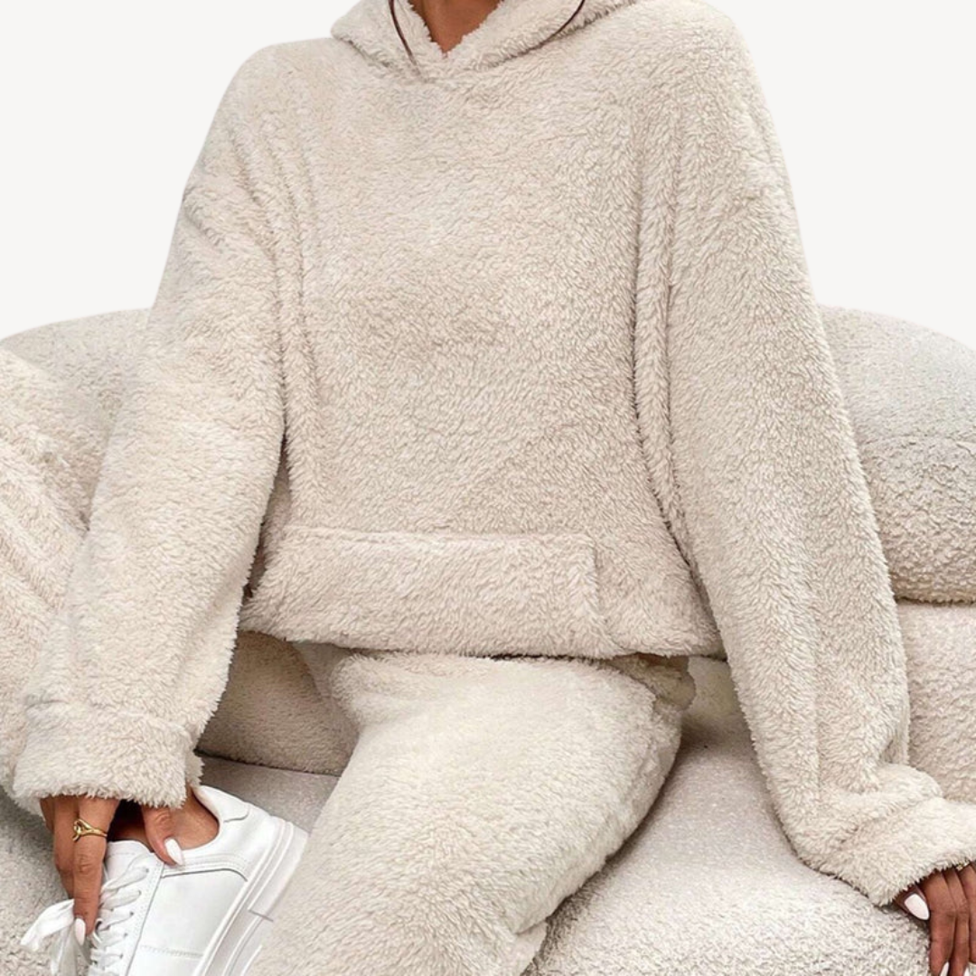 Womens Fleece Loungewear Set Relaxed Fit - BritishMode