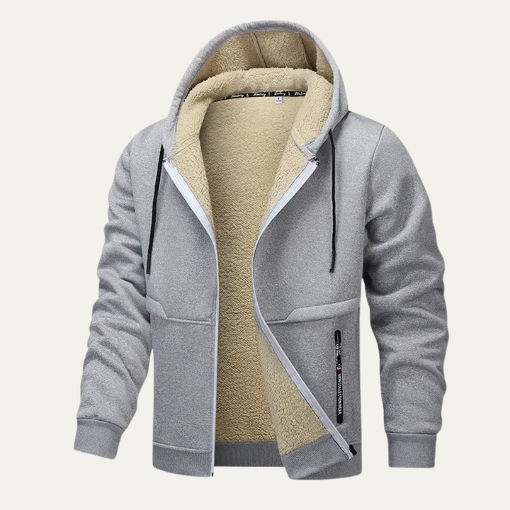 Mens Zip Hoodie Sherpa Lined Heavyweight