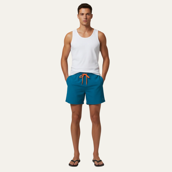 Mens Swim Shorts Mid-Thigh Simple Fit - BritishMode