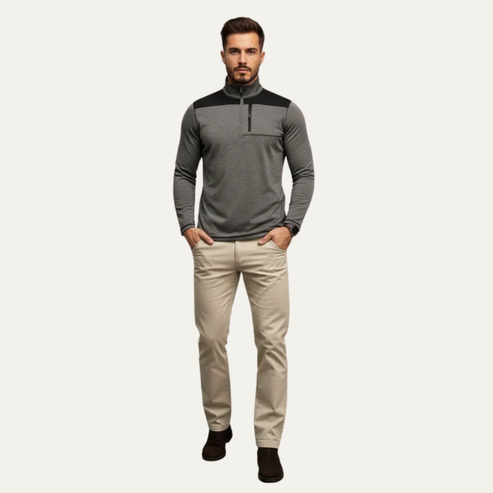 Mens Technical Pullover Quarter Zip Chest Pocket - BritishMode
