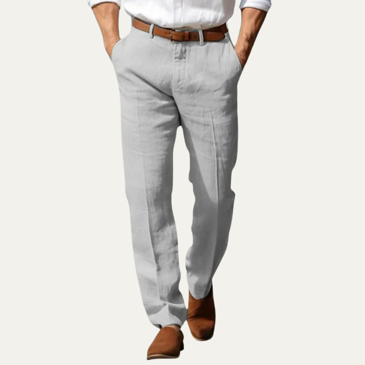 Mens Linen Blend Trousers Relaxed Fit