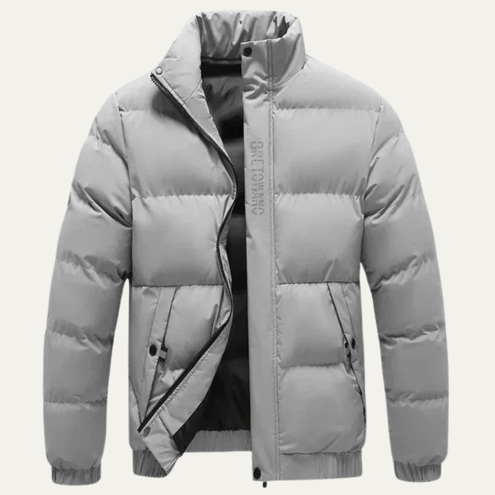 Mens Puffer Bomber Jacket Insulated Stand Collar