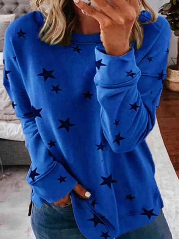 Womens Sweatshirt Star Pattern Cozy Fit