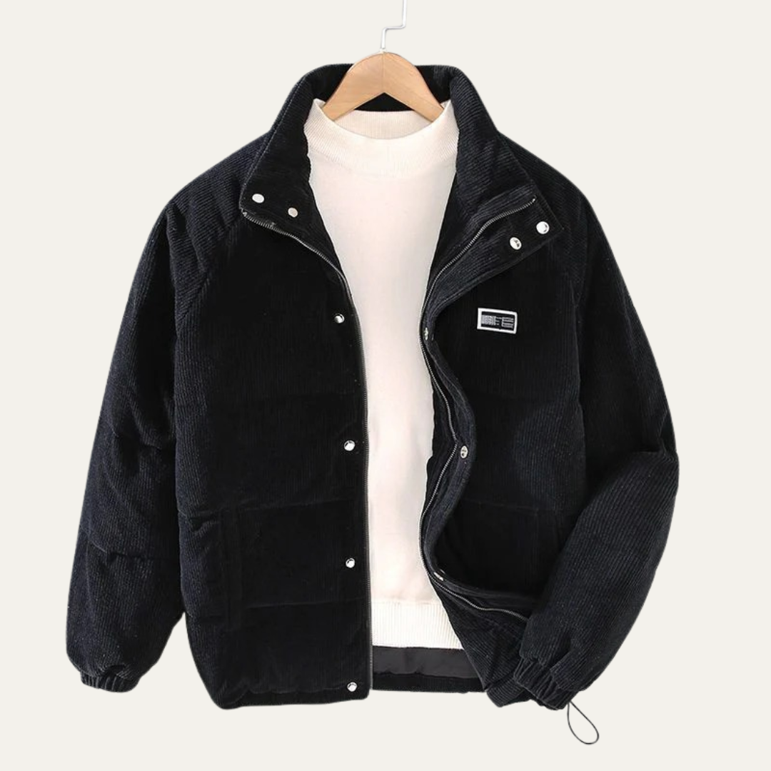 Mens Quilted Corduroy Puffer Jacket Padded Fit