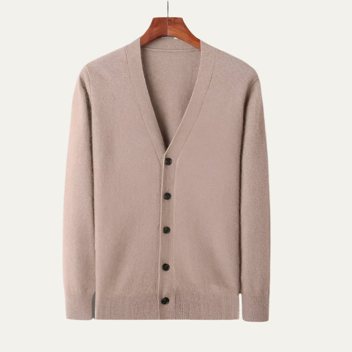 Mens Cashmere Knit Cardigan V-Neck Button Front