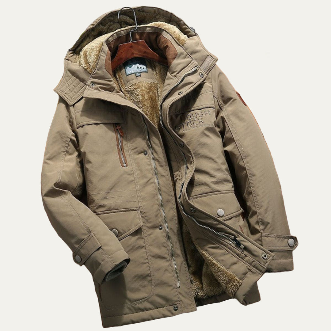 Mens Insulated Mid-Length Winter Parka Coat