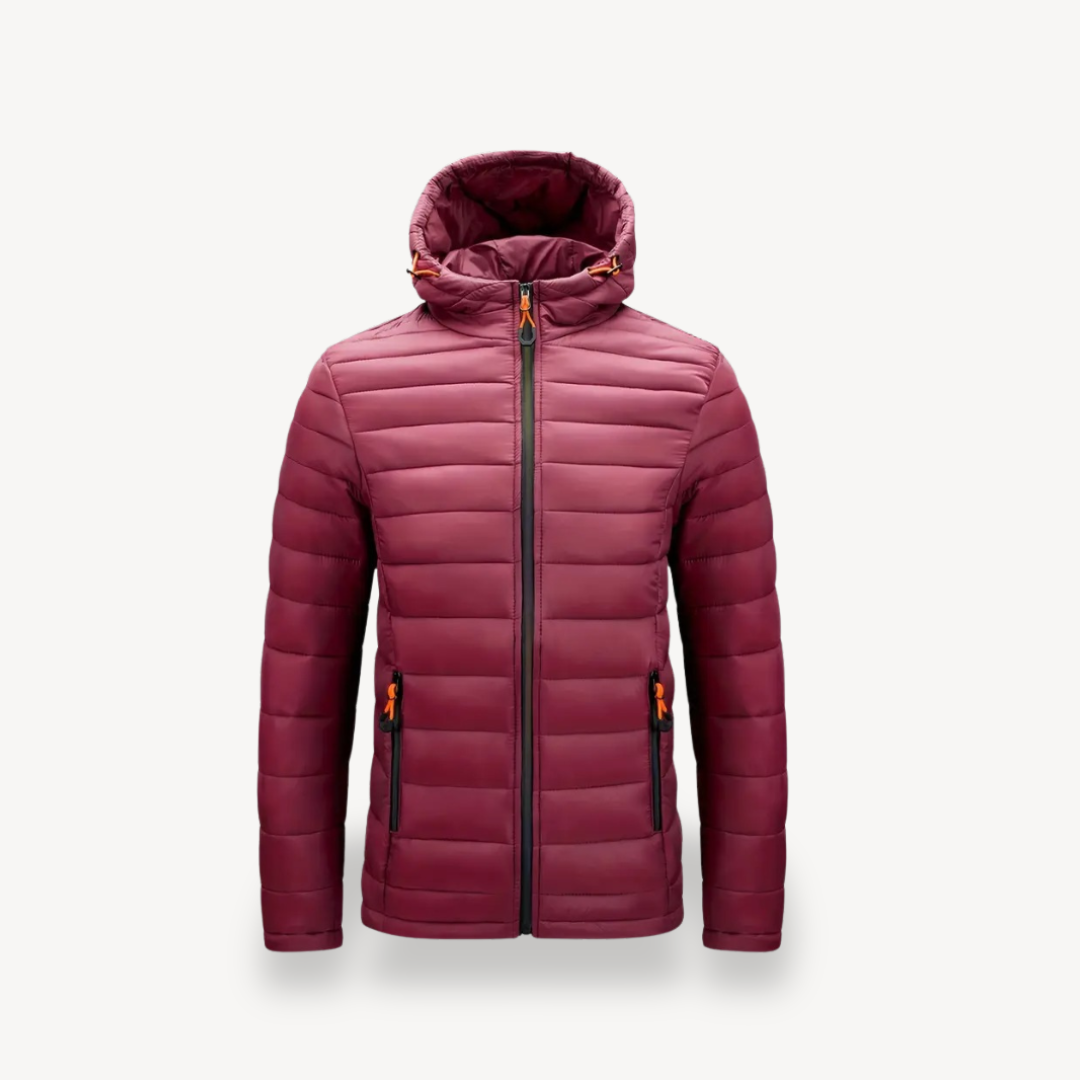 Mens Hooded Puffer Jacket Polyester Insulated Fit