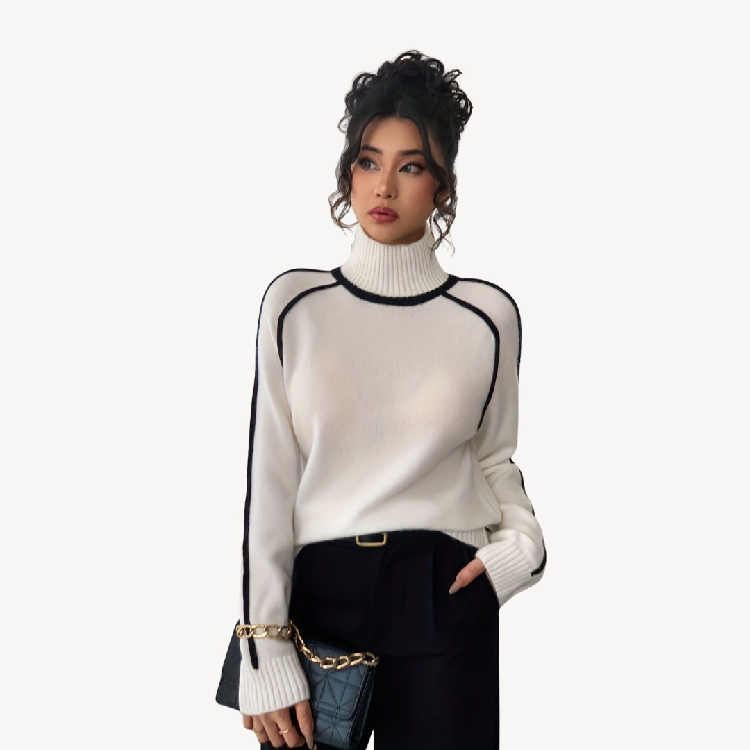Womens Ribbed Knit Sweater Turtleneck Slim Fit - BritishMode