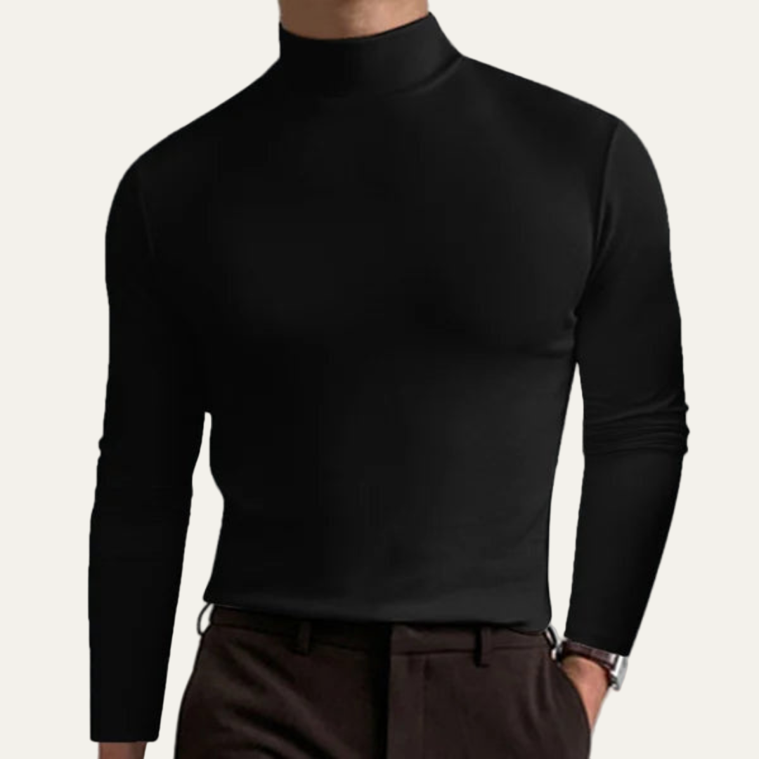 Men’s Solid Mock Turtleneck Long Sleeve Shirt