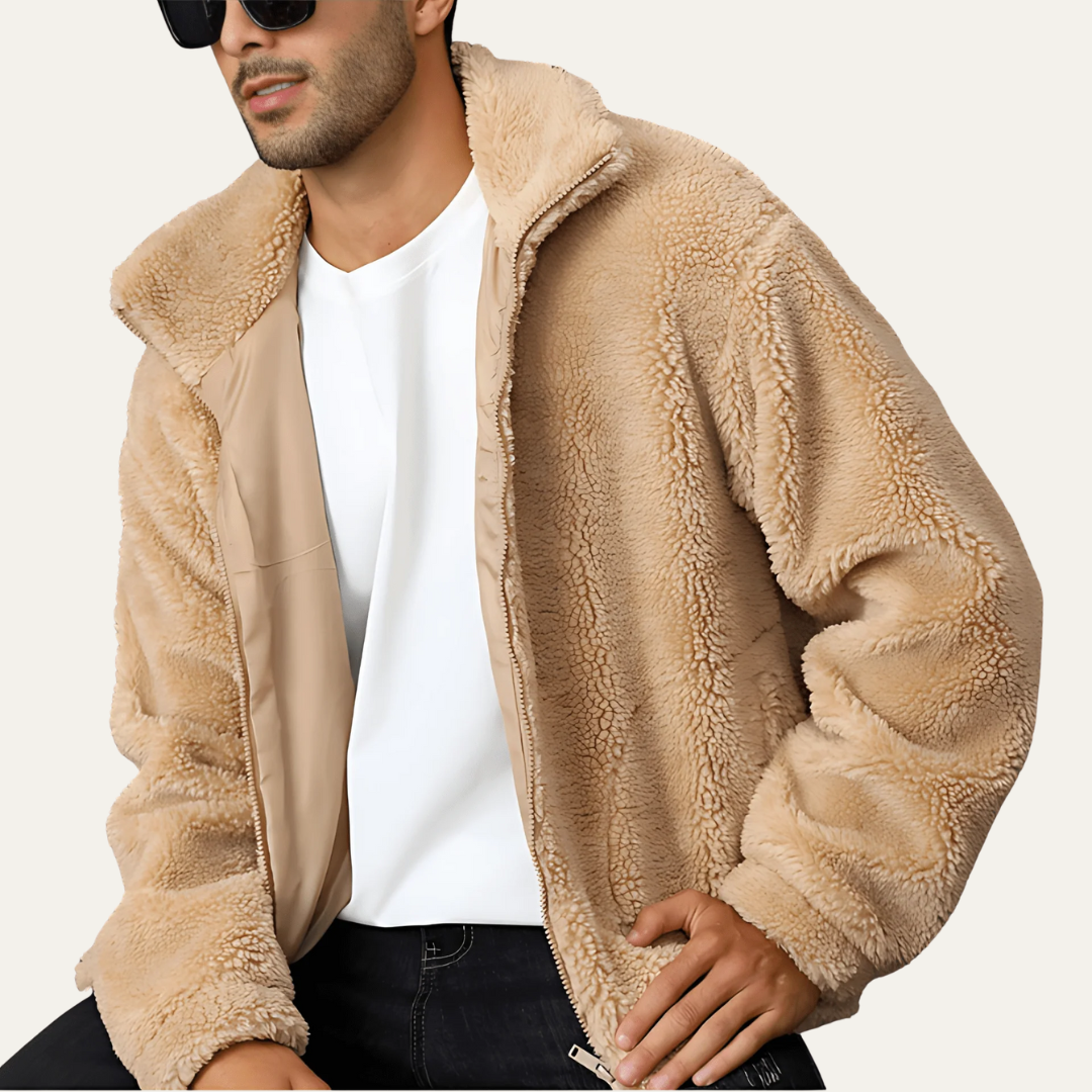 Mens Casual Jacket Fleece Sheepskin Look - BritishMode