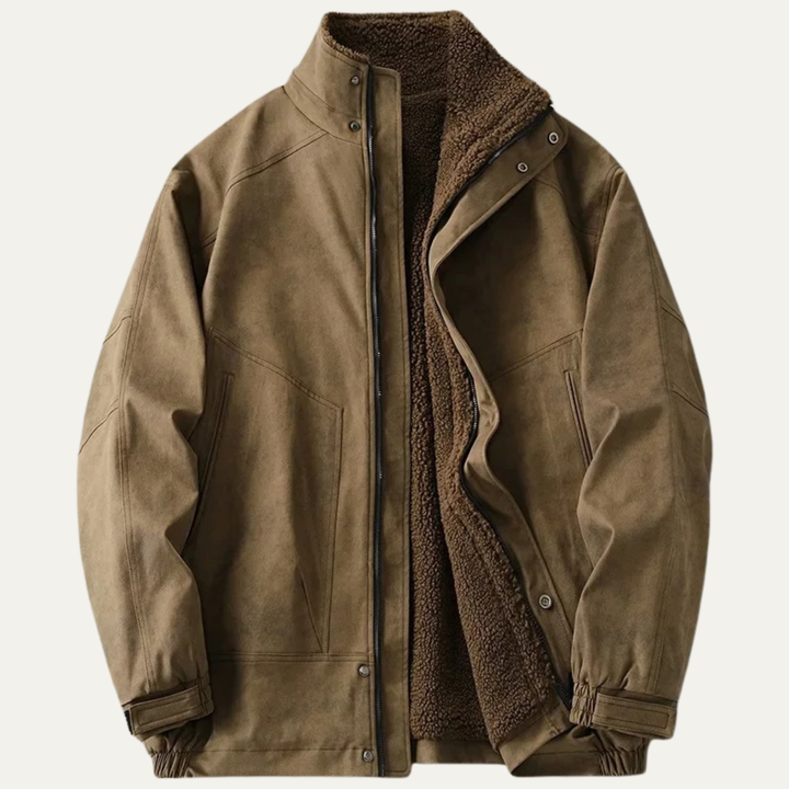 Mens Suede Jacket with Fleece Lining Vintage Style - BritishMode