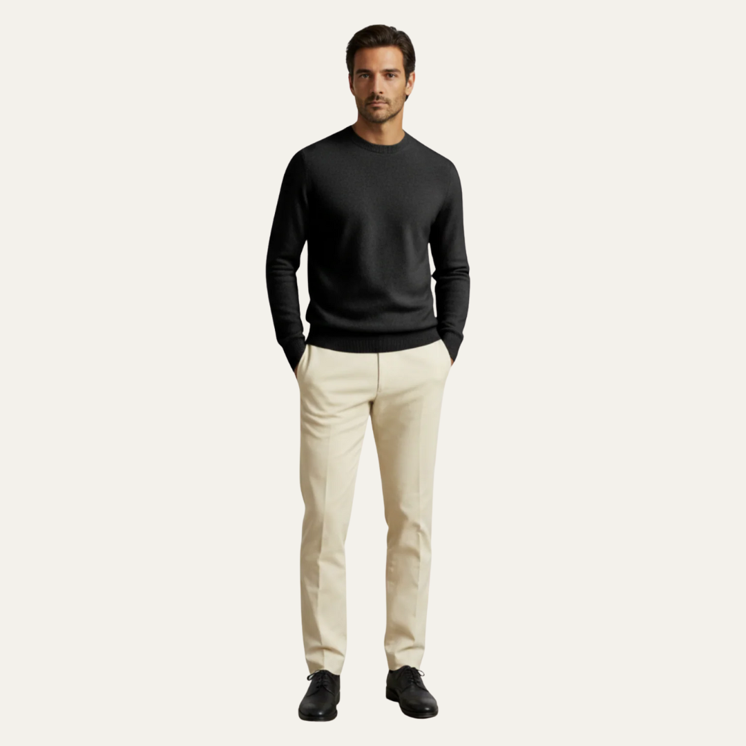 Mens Knit Sweater Fine Fabric Classic Crew Neck - BritishMode