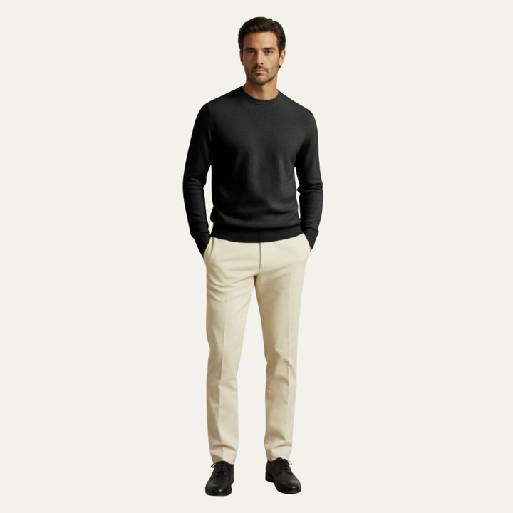 Mens Knit Sweater Fine Fabric Classic Crew Neck - BritishMode