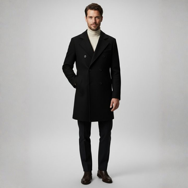 Mens Wool Overcoat Double-Breasted Fit - BritishMode