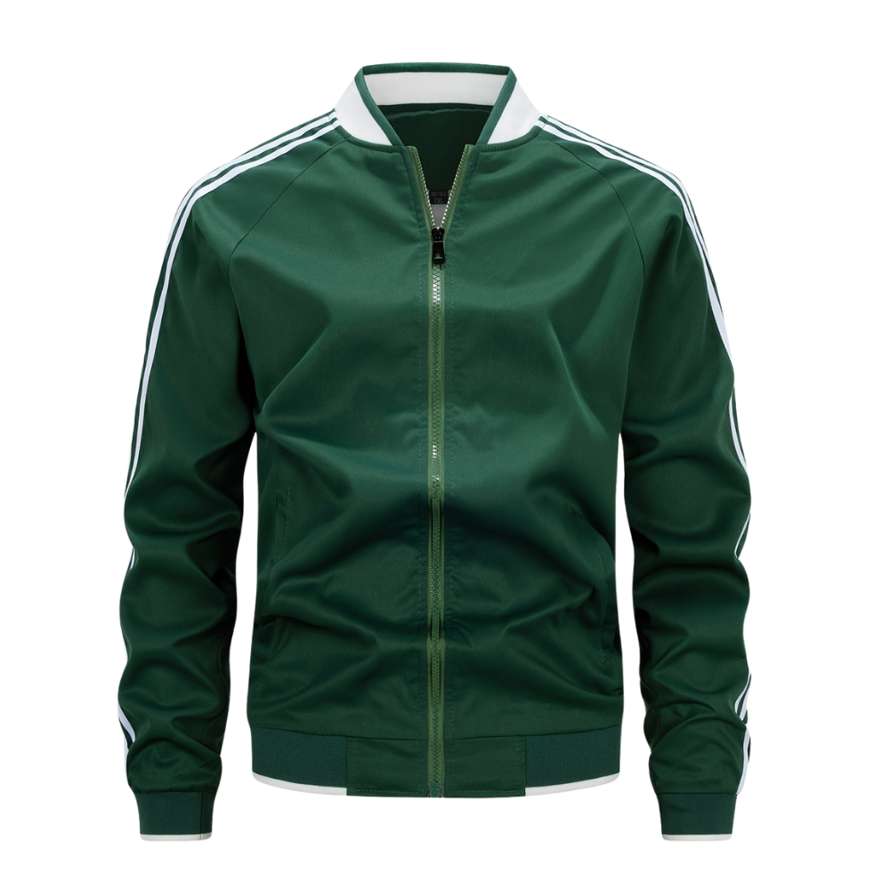 Mens Bomber Jacket with Stripe Sleeve Detail
