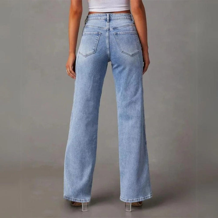 Womens Flared Denim Jeans Comfortable Fit - BritishMode