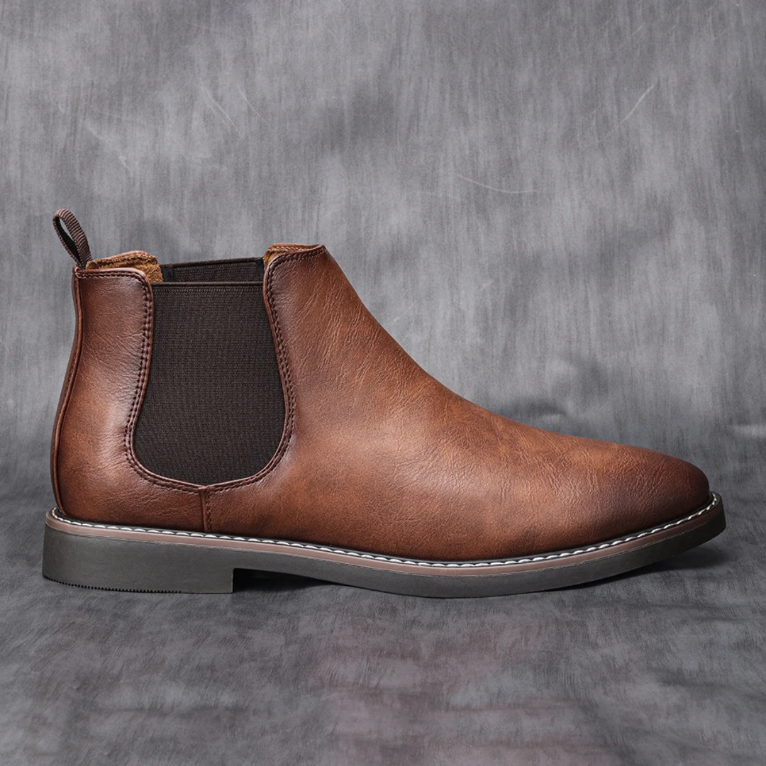 Mens Leather Chelsea Boots Classic Slip-On - BritishMode