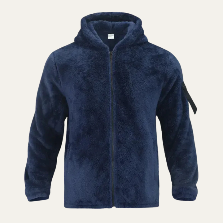 Mens Sherpa Hooded Jacket with Utility Sleeve Pocket
